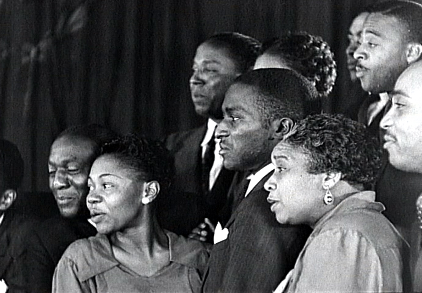 A choir directed by Juanita Hall sings "Ezekiel Saw the Wheel" in New York City, 1937. Filmed by the Works Progress Administration (WPA); used by permission of www.criticalpast.com.