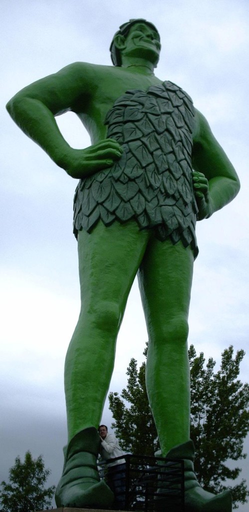 The Jolly Green Giant in Blue Earth, Minnesota: "the eighth tallest free-standing statue in the United States (he was actually the fifth tallest when we put him up in 1979 ... )."