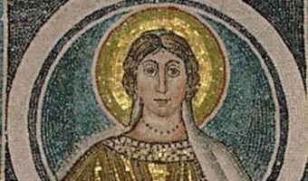 Saint Perpetua. Mosaic from a Croatian church, ca. 1280. Wikimedia Commons.