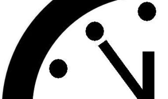 The Doomsday Clock, from Wikimedia Commons. It came into the world with the UFO.